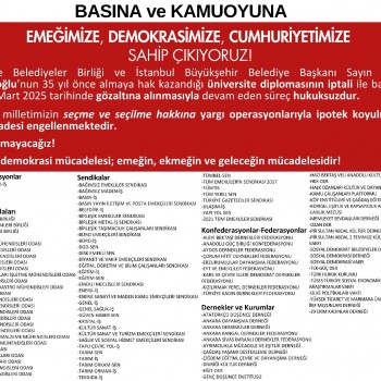 Basın ve Kamuoyuna Duyurulur