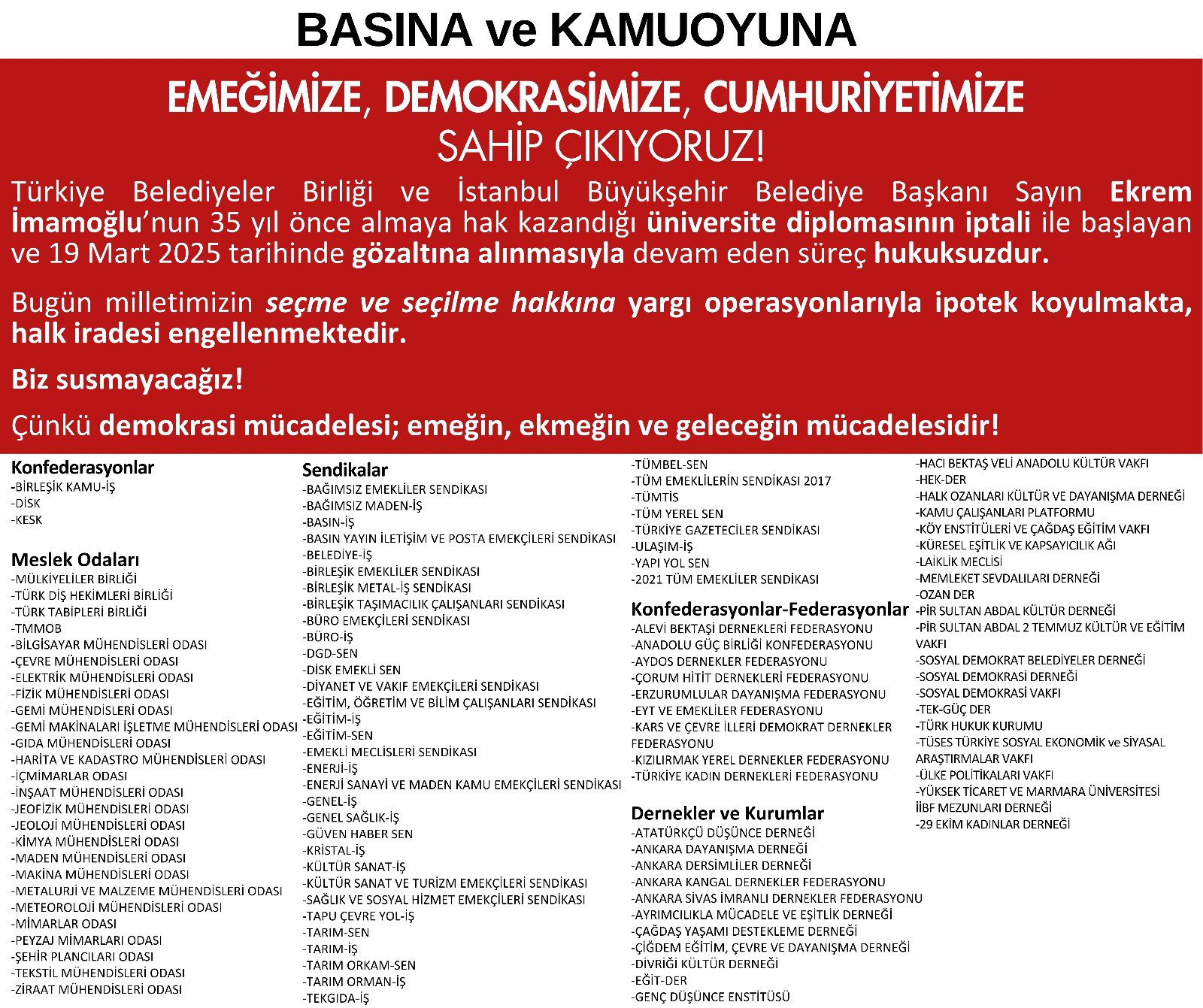  Basın ve Kamuoyuna Duyurulur 